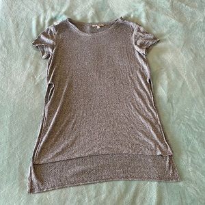 Express Short Sleeve Long Knit Grey Top